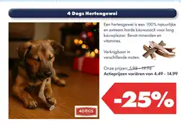 Huisdier Voordeelshop 4 Dogs Hertengewei aanbieding