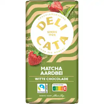 Albert Heijn Delicata Reep matcha aardbei witte chocolade aanbieding