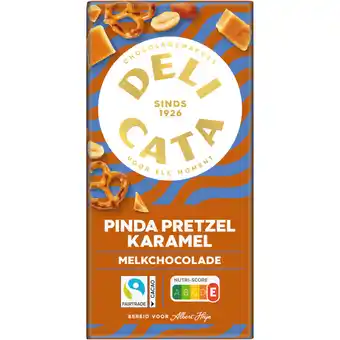 Albert Heijn Delicata Reep pinda pretzel karamel melkchocolade aanbieding