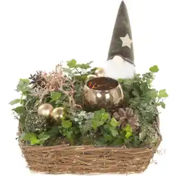 Albert Heijn AH Kerstarrangement mand vierkant led aanbieding