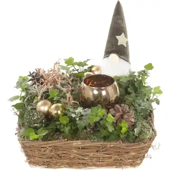 Albert Heijn AH Kerstarrangement mand vierkant led aanbieding