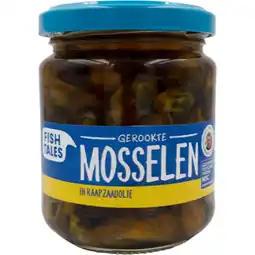Albert Heijn Fish Tales Gerookte mosselen in olie aanbieding