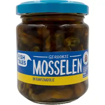 Albert Heijn Fish Tales Gerookte mosselen in olie aanbieding