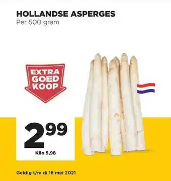 Jumbo Hollandse asperges 500gram aanbieding