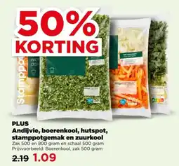 PLUS PLUS Andijvie, boerenkool, hutspot, stamppotgemak en zuurkool aanbieding