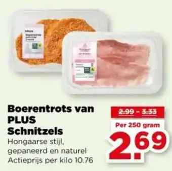 PLUS Boerentrots van PLUS Schnitzels aanbieding