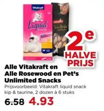 PLUS Alle Vitakraft en Alle Rosewood en Pet's Unlimited Snacks aanbieding