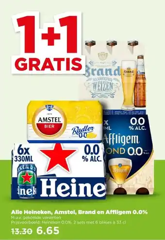 PLUS Alle Heineken, Amstel, Brand en Affligem 0.0% aanbieding