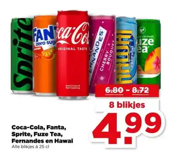 PLUS Coca-Cola, Fanta, Sprite, Fuze Tea, Fernandes en Hawai aanbieding