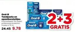 PLUS Oral-B Tandpasta en opzetborsteltjes aanbieding