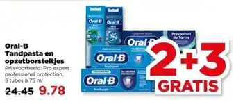 PLUS Oral-B Tandpasta en opzetborsteltjes aanbieding