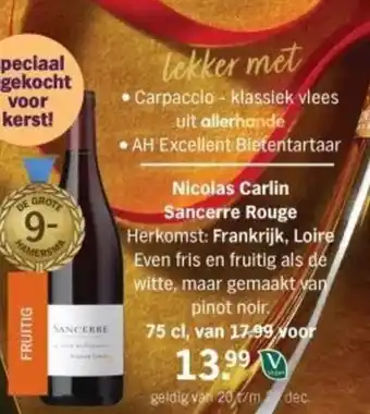Albert Heijn Nicolas Carlin Sancerre Rouge aanbieding