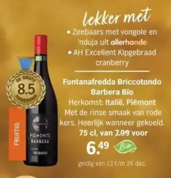 Albert Heijn Fontanafredda Briccotondo Barbera Bio aanbieding