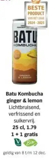 Albert Heijn Batu Kombucha ginger & lemon aanbieding