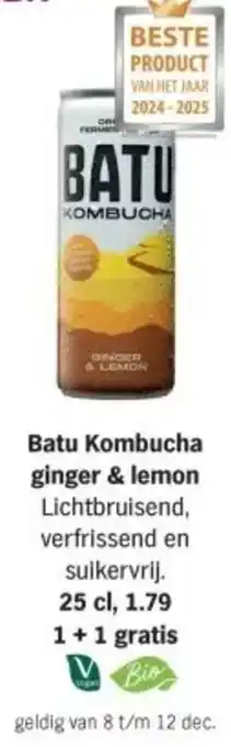 Albert Heijn Batu Kombucha ginger & lemon aanbieding