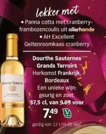 Albert Heijn Dourthe Sauternes Grands Terroirs aanbieding