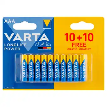PLUS Varta Longlife AAA batterijen 10+10 aanbieding