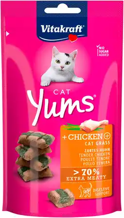 PLUS Vitakraft Cat Yums kip & kattengras aanbieding