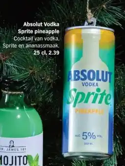 Albert Heijn Absolut Vodka Sprite pineapple aanbieding