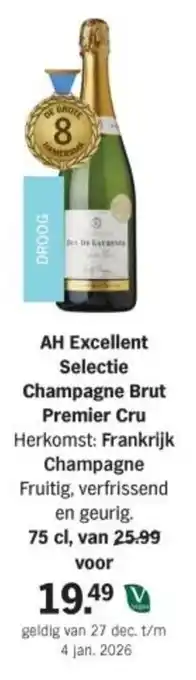 Albert Heijn AH Excellent Selectie Champagne Brut Premier Cru aanbieding
