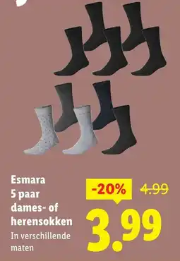 Lidl Esmara Dames of Herensokken aanbieding