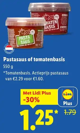 Lidl Pastasaus of Tomatenbasis aanbieding