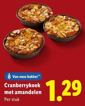Lidl Cranberrykoek met amandelen aanbieding