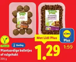 Lidl Plantaardige balletjes of rulgehakt aanbieding
