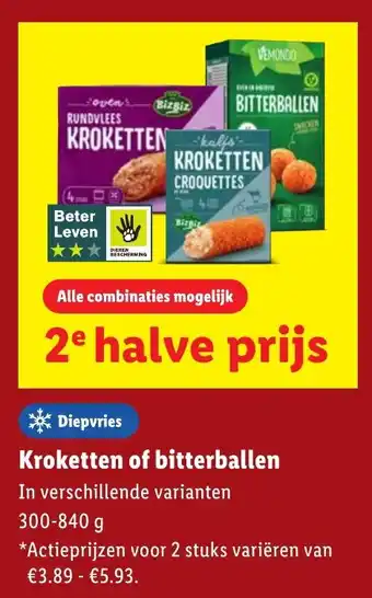 Lidl Kroketten of bitterballen aanbieding
