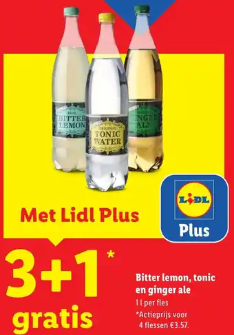 Lidl Bitter Lemon, Tonic en Ginger Ale aanbieding