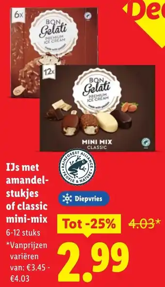 Lidl IJs met amandel stukjes of classic mini mix aanbieding