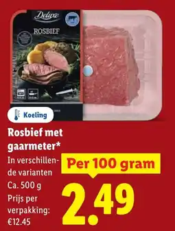 Lidl Rosbief met Gaarmeter aanbieding