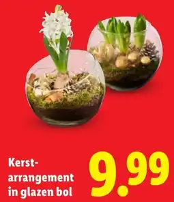 Lidl Kerstarrangement in glazen bol aanbieding