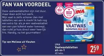 ALDI Una Vaatwastabletten all-in-1 aanbieding