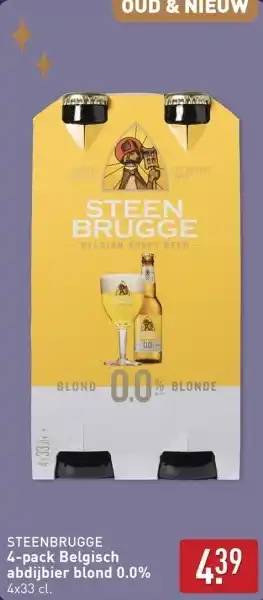 ALDI Steenbrugge 4-pack Belgisch abdijbier blond 0.0% aanbieding
