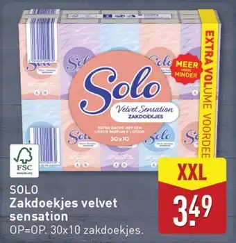 ALDI Solo Zakdoekjes velvet sensation aanbieding