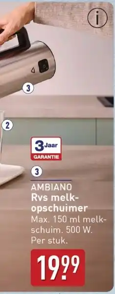 ALDI Ambiano Rvs melk opschuimer aanbieding