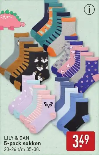 ALDI LILY & DAN 5-pack sokken aanbieding