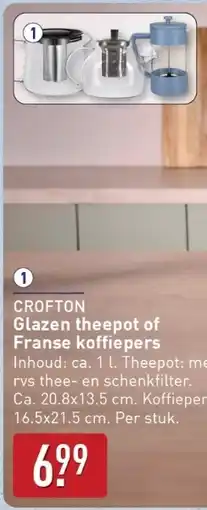 ALDI Crofton Glazen theepot of Franse koffiepers aanbieding