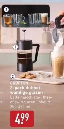 ALDI Crofton 2 pack dubbel wandige glazen aanbieding