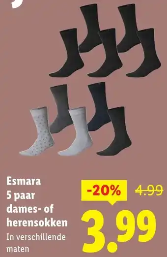 Lidl Esmara Dames of Herensokken aanbieding