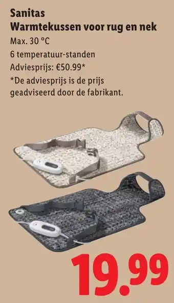 Lidl Sanitas Warmtekussen voor rug en nek aanbieding