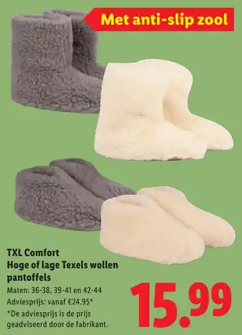 Lidl TXL Comfort Hoge of lage Texels wollen pantoffels aanbieding