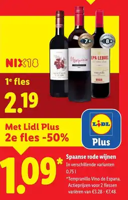 Lidl Spaanse Rode Wijnen aanbieding