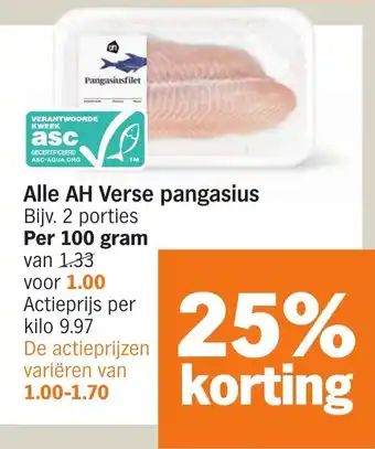 Albert Heijn Alle AH Verse pangasius aanbieding
