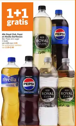 Albert Heijn Alle Royal Club, Pepsi en Rivella literflessen aanbieding