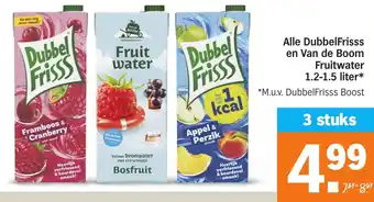 Albert Heijn Alle DubbelFrisss en Van de Boom Fruitwater aanbieding