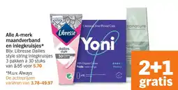 Albert Heijn Alle A Merk Maandverband en Inlegkruisjes aanbieding