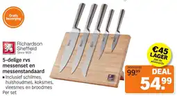 Albert Heijn 5-delige RVS Messenset en Messenstandaard aanbieding