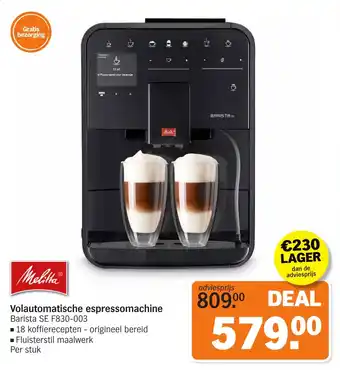 Albert Heijn Melitta Volautomatische espressomachine Barista SE F830-003 aanbieding